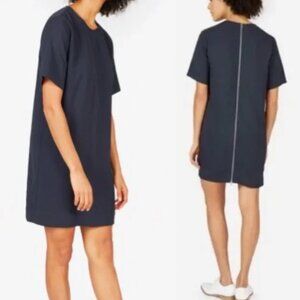 Everlane Japanese Goweave Navy Zip Back Tee Dress